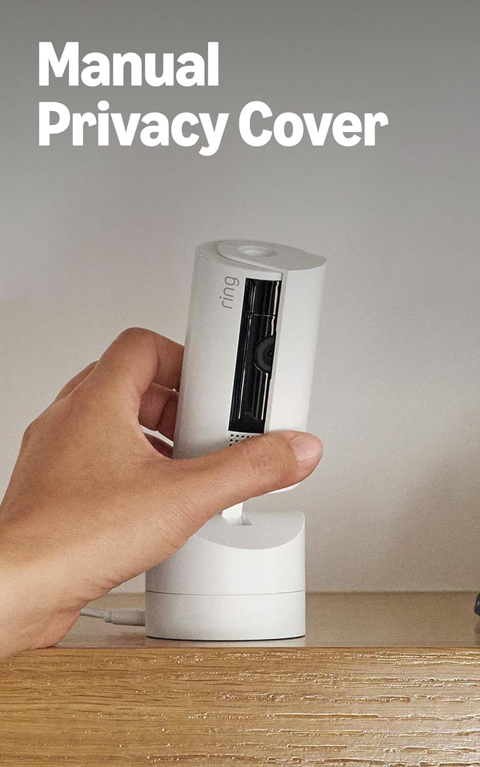 Highlights the manual privacy cover feature to reassure shoppers that they can physically control when the camera lens is exposed, providing privacy and…