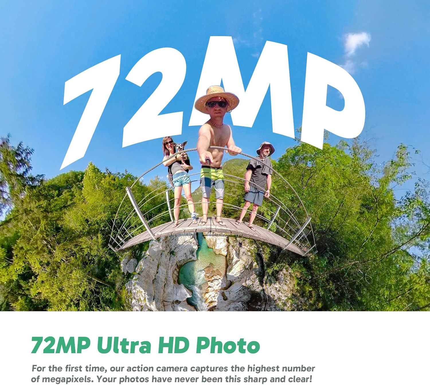 Highlights the camera's exceptional 72-megapixel photo resolution to communicate superior image quality and sharpness compared to competitors. Communicates…