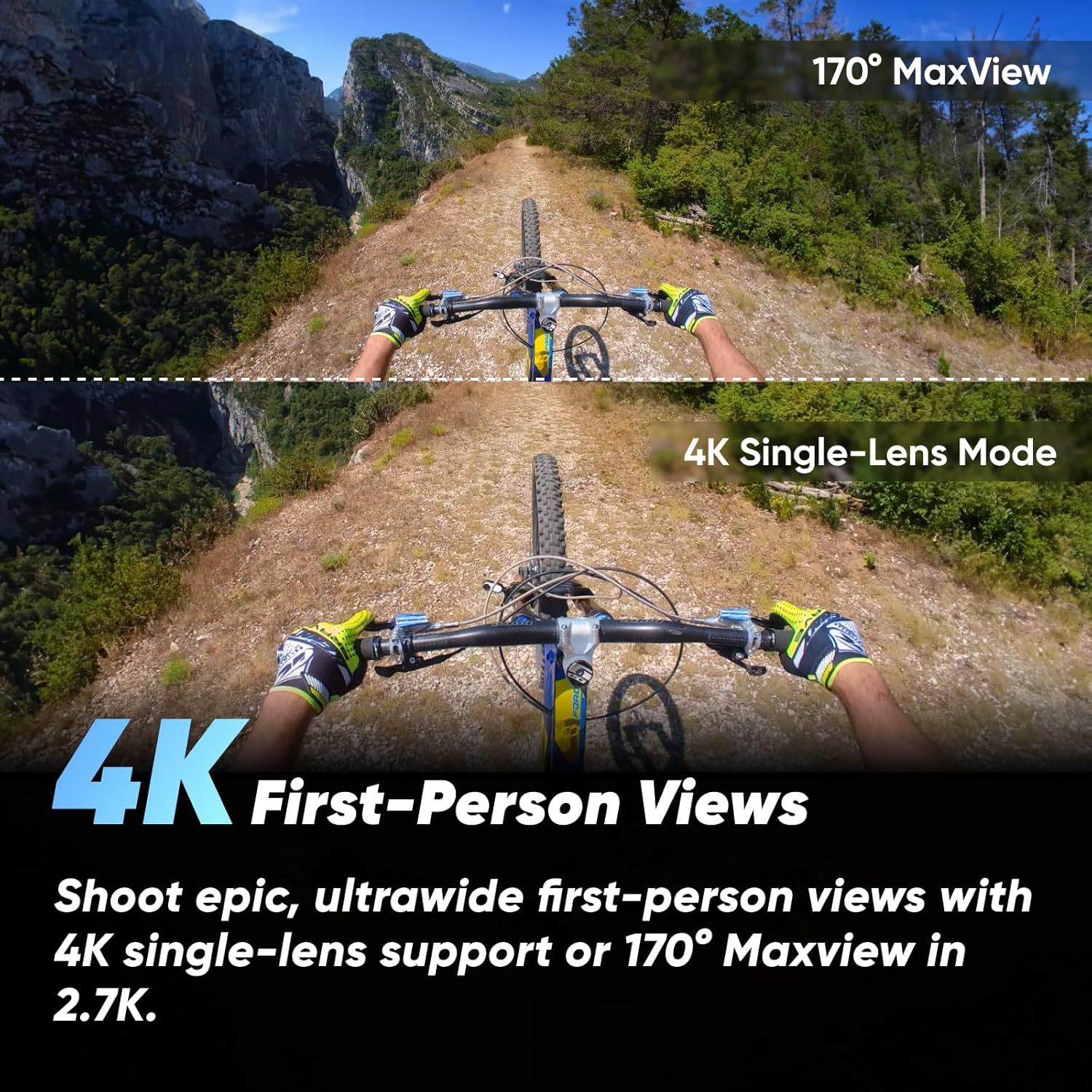Demonstrates the camera's ability to capture immersive, ultrawide first-person perspectives in 4K quality, appealing to action sports enthusiasts and content…
