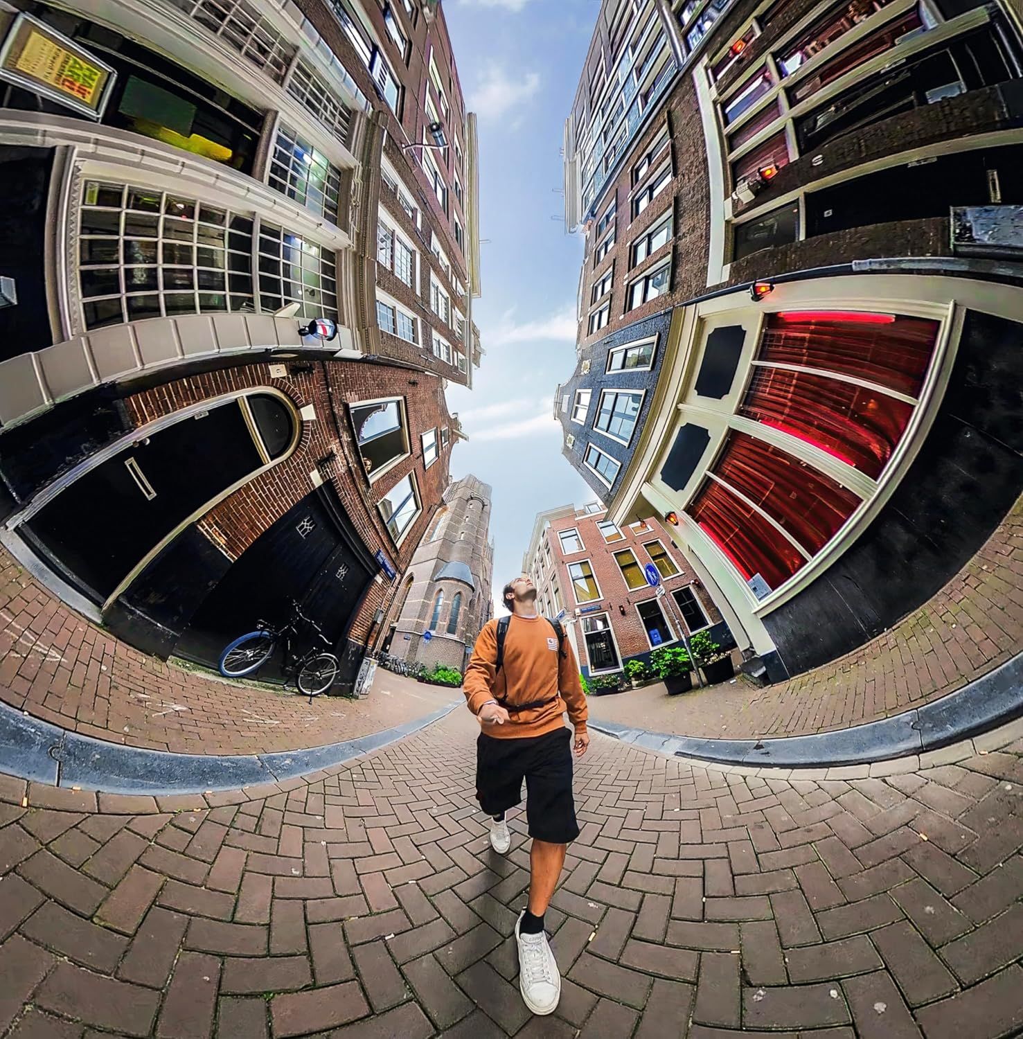 Demonstrates the product in use within a real-world urban setting to help shoppers visualize the product in their own lifestyle and environment.
