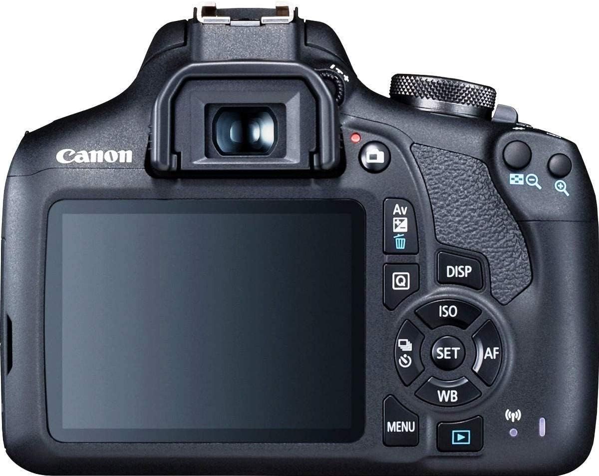 Provides a clean, catalog-style view of the Canon camera's back panel, showing the LCD screen, viewfinder, and control buttons without any distractions.