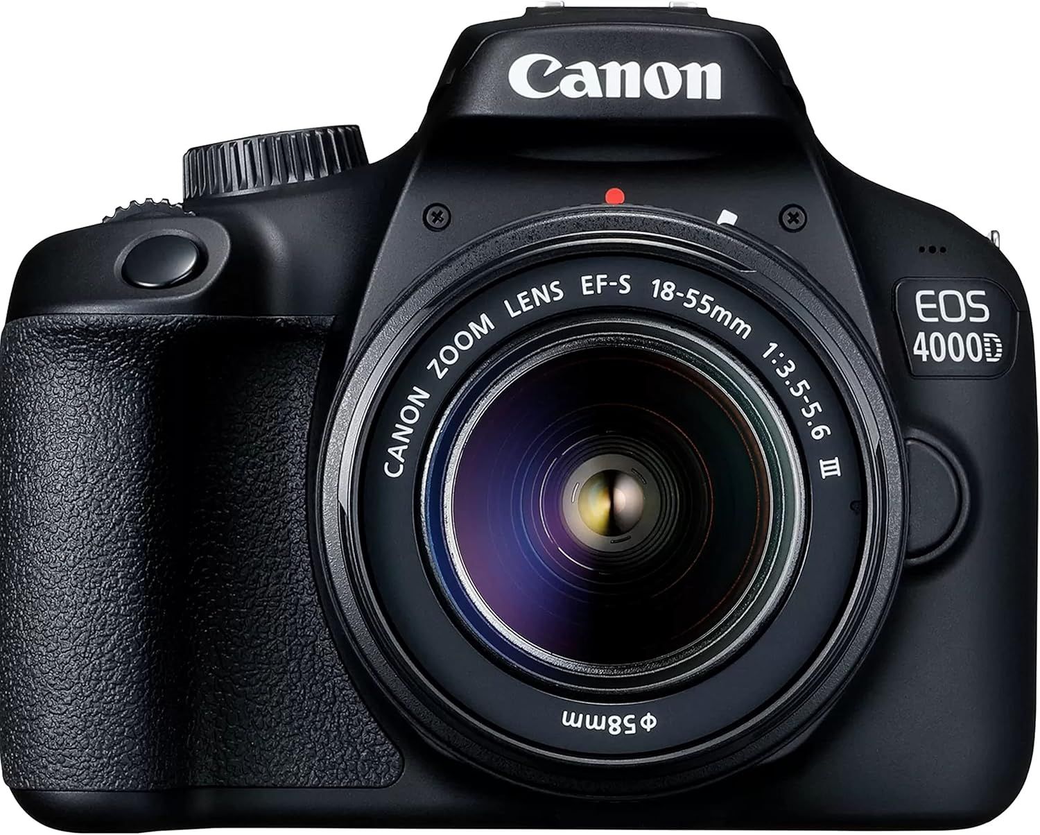Provides a clean, catalog-style product image showing the Canon EOS 4000D camera with lens, allowing shoppers to clearly see the product's appearance and design without distractions.