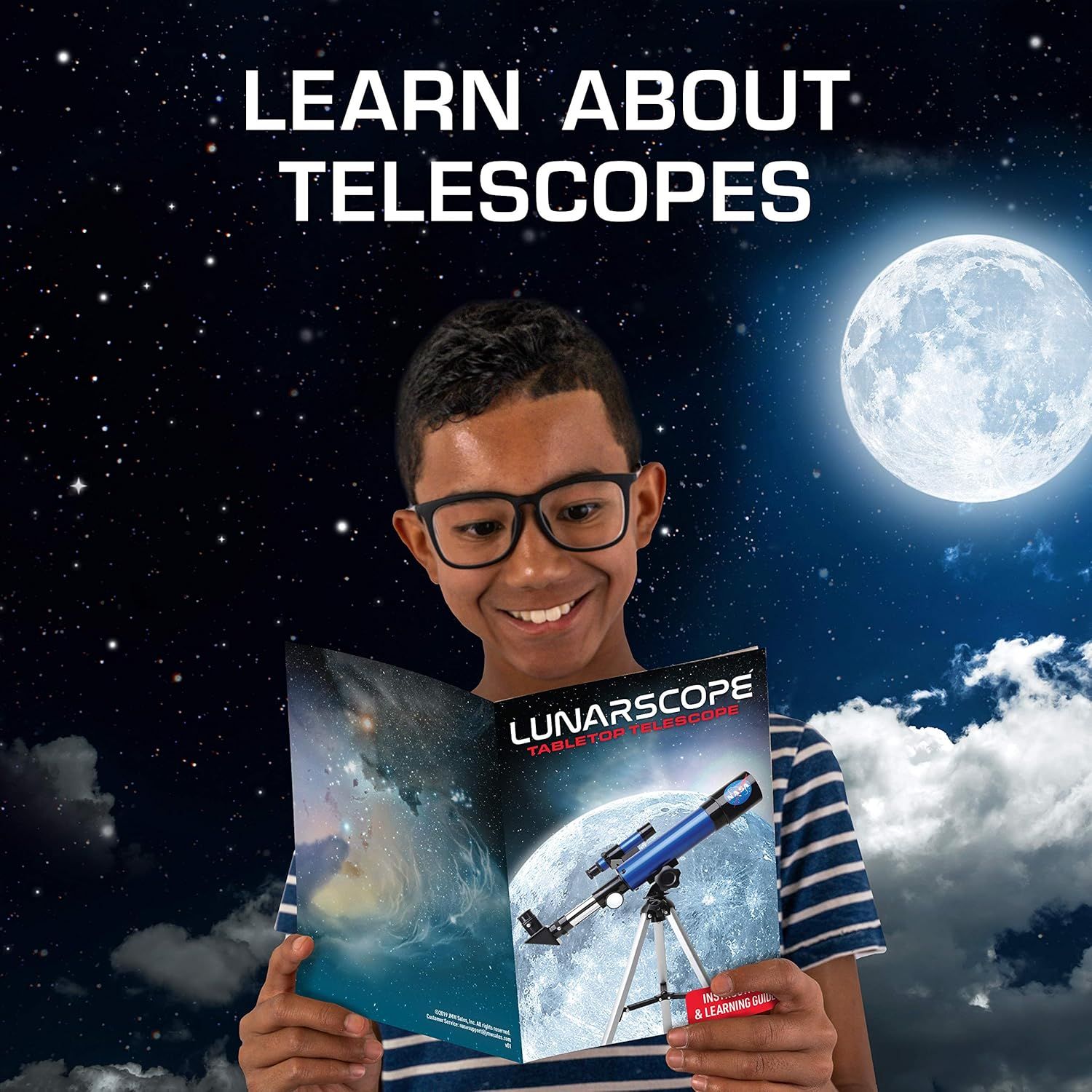 Highlights that the telescope product includes an educational guide to help users learn about telescopes and astronomy, adding value and reassuring buyers about ease of use.