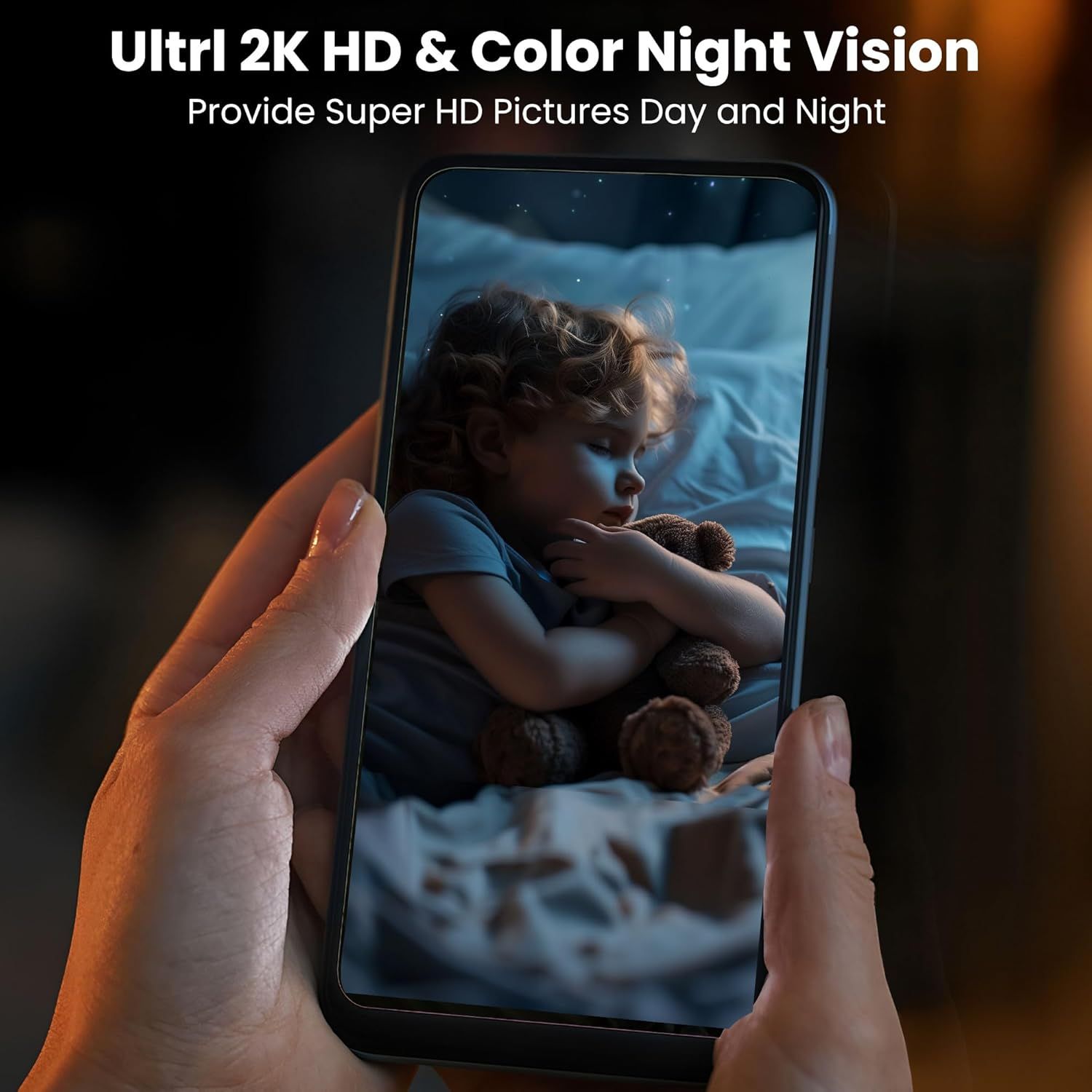 Demonstrates the camera's high-definition video quality and color night vision capability, reassuring shoppers they can monitor clearly both day and night.