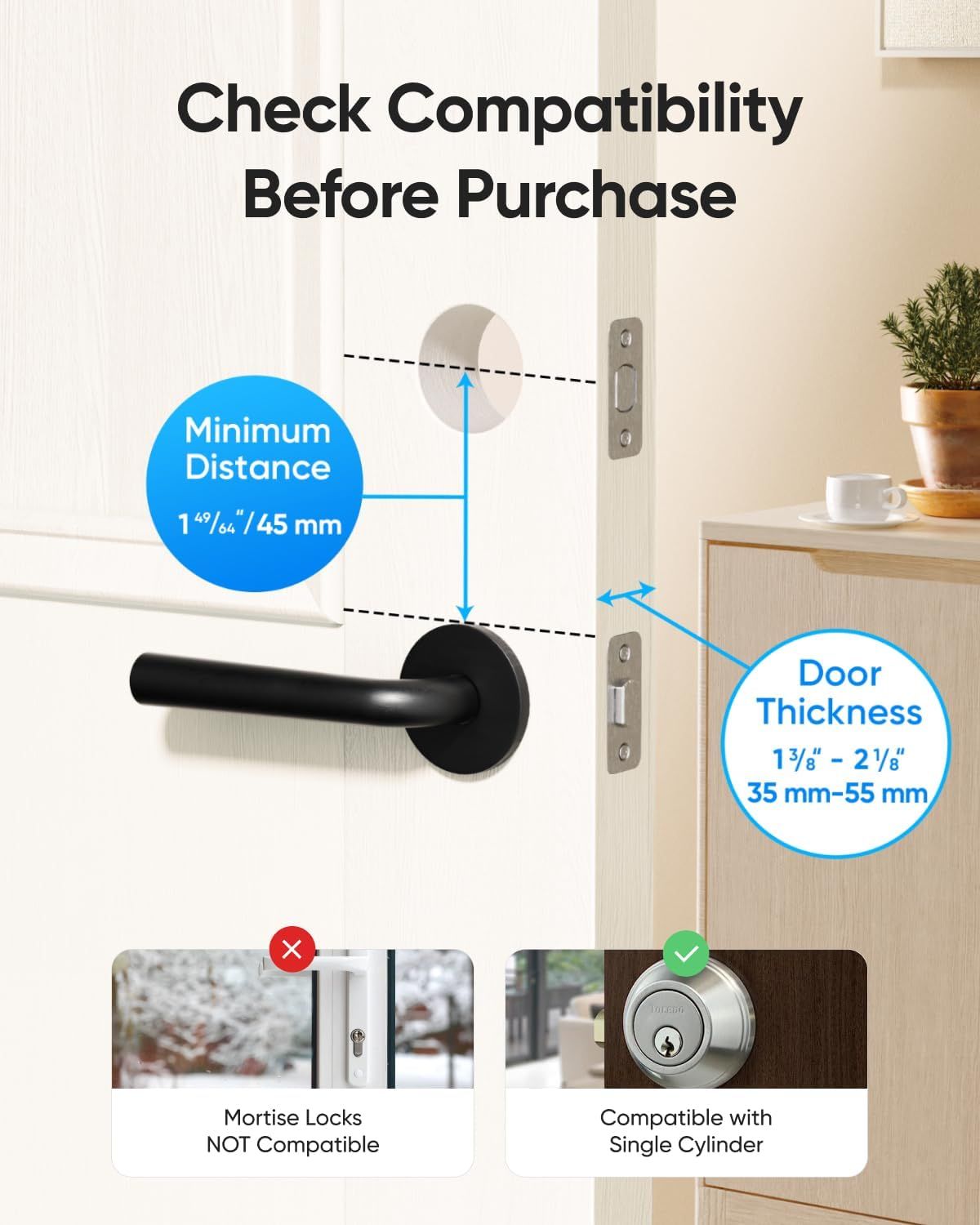 Communicates critical installation dimensions to ensure shoppers verify compatibility before purchase, showing minimum distance requirements and compatible…