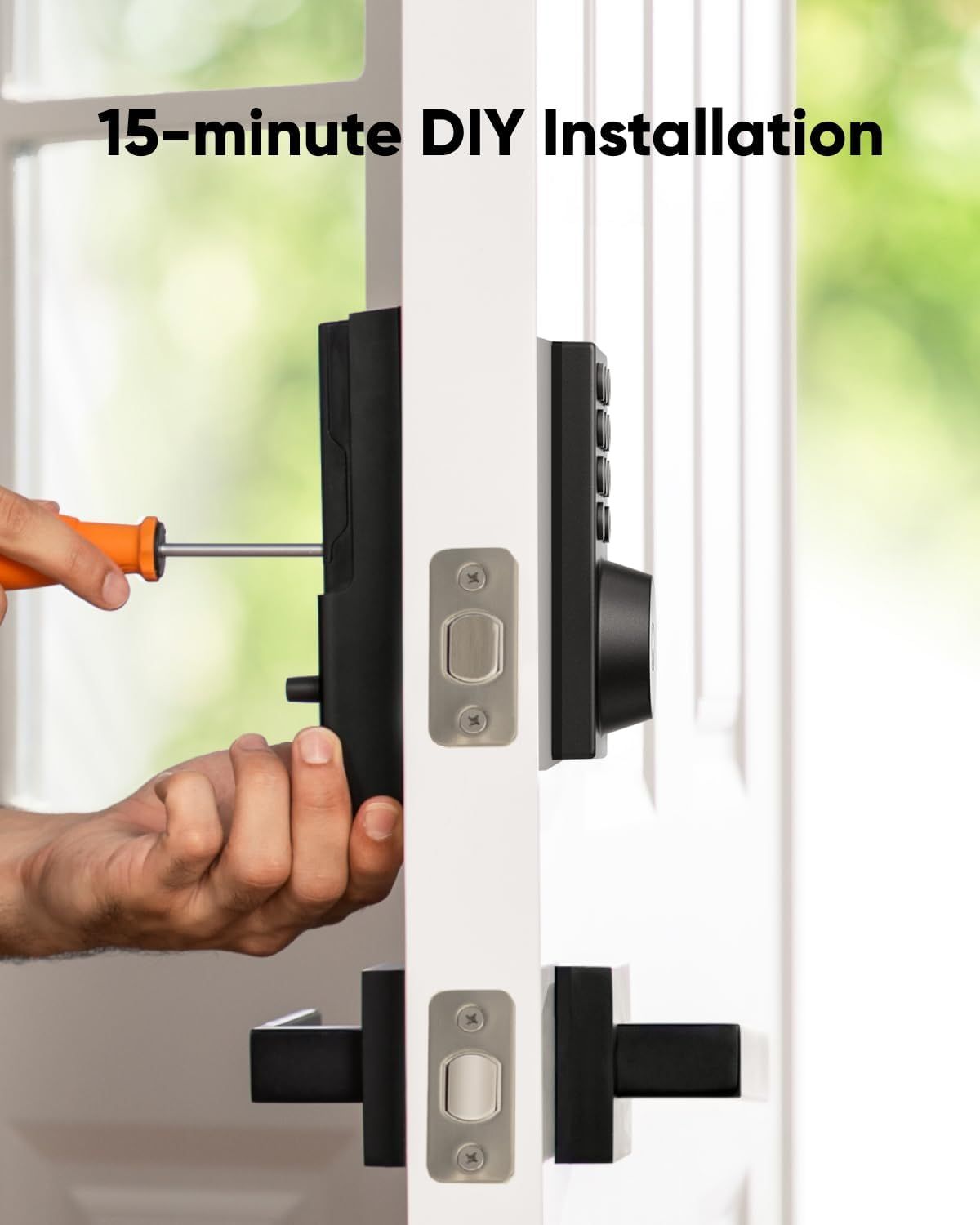 Demonstrates that the smart lock can be installed quickly and easily by the customer in just 15 minutes, reducing installation concerns and emphasizing…