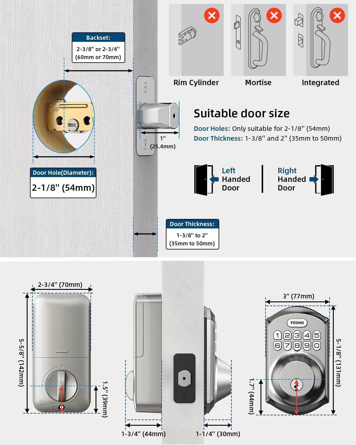 Provides detailed dimensional specifications to help shoppers verify compatibility with their door and ensure proper fit before purchase.
