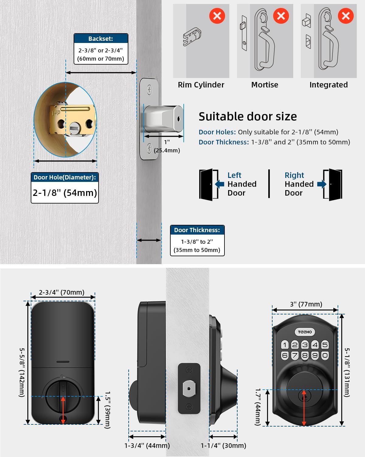 Provides detailed dimensional specifications to help shoppers verify compatibility with their door and ensure proper fit before purchase.