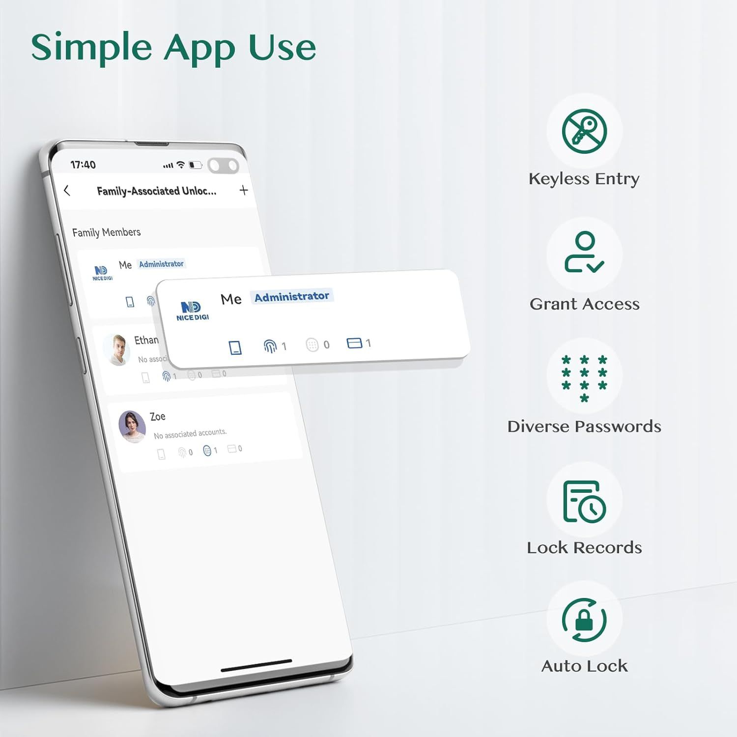 Demonstrates the multiple features and benefits of the smart lock app, showing shoppers the comprehensive functionality available for managing access and…