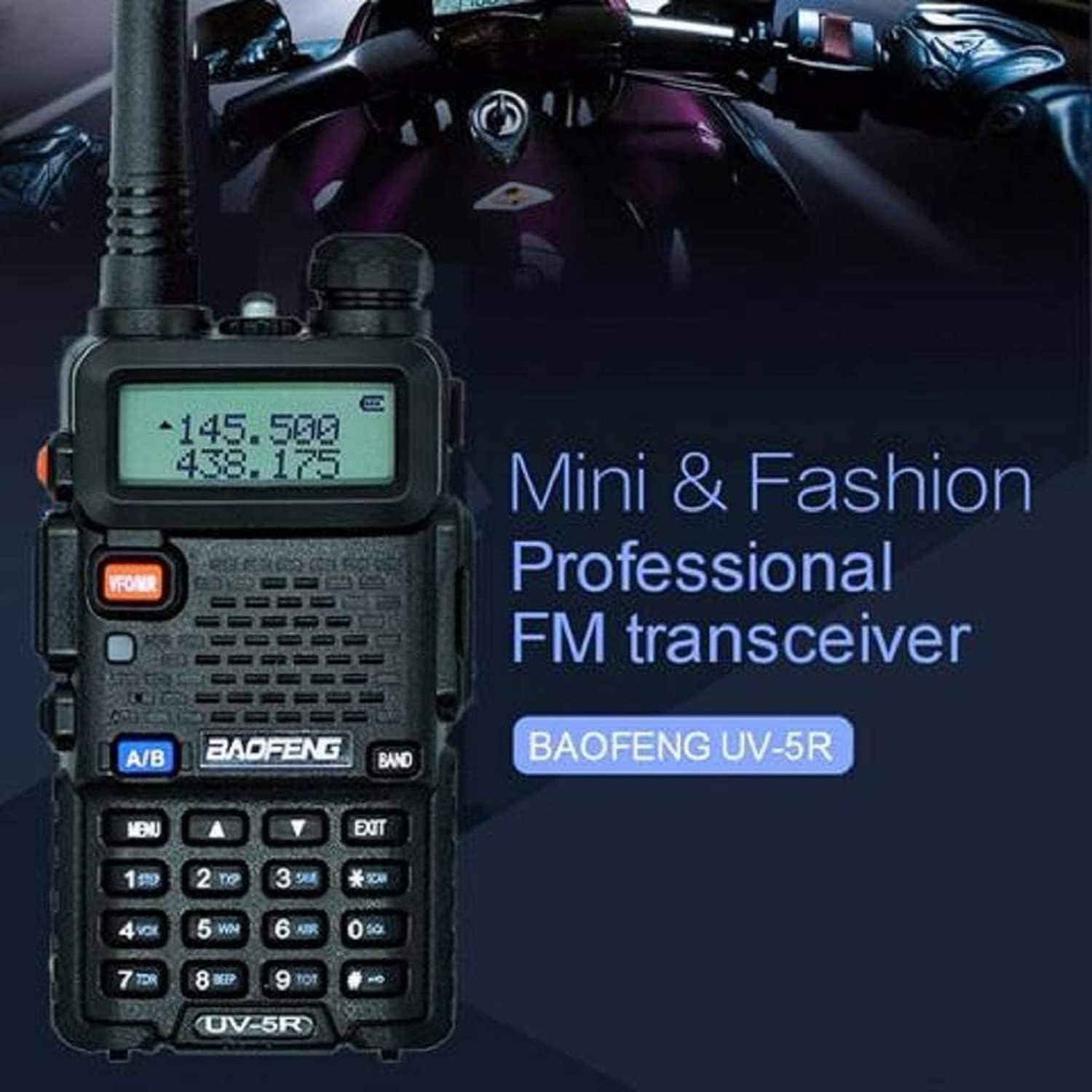 Highlights the compact, stylish design and professional functionality of the FM transceiver to appeal to users seeking a portable yet capable communication device.