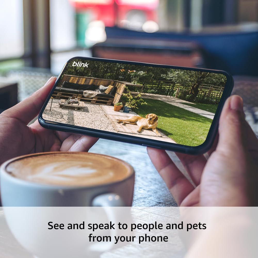 Communicates the product's ability to provide live video feed and two-way communication with people and pets at home, emphasizing remote connectivity and…