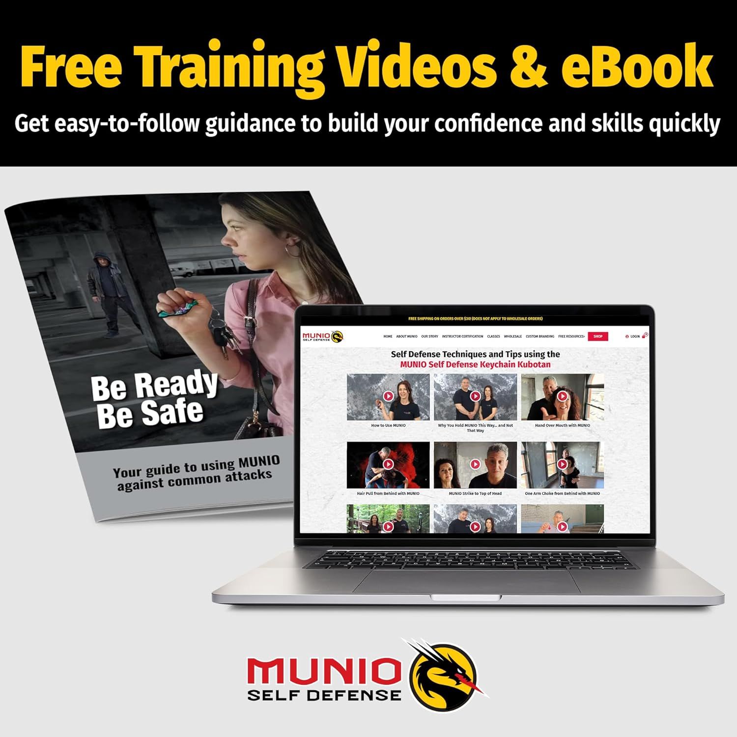 Demonstrates multiple resources and training materials included with the product (videos and eBook) to show customers the variety of ways they can learn…