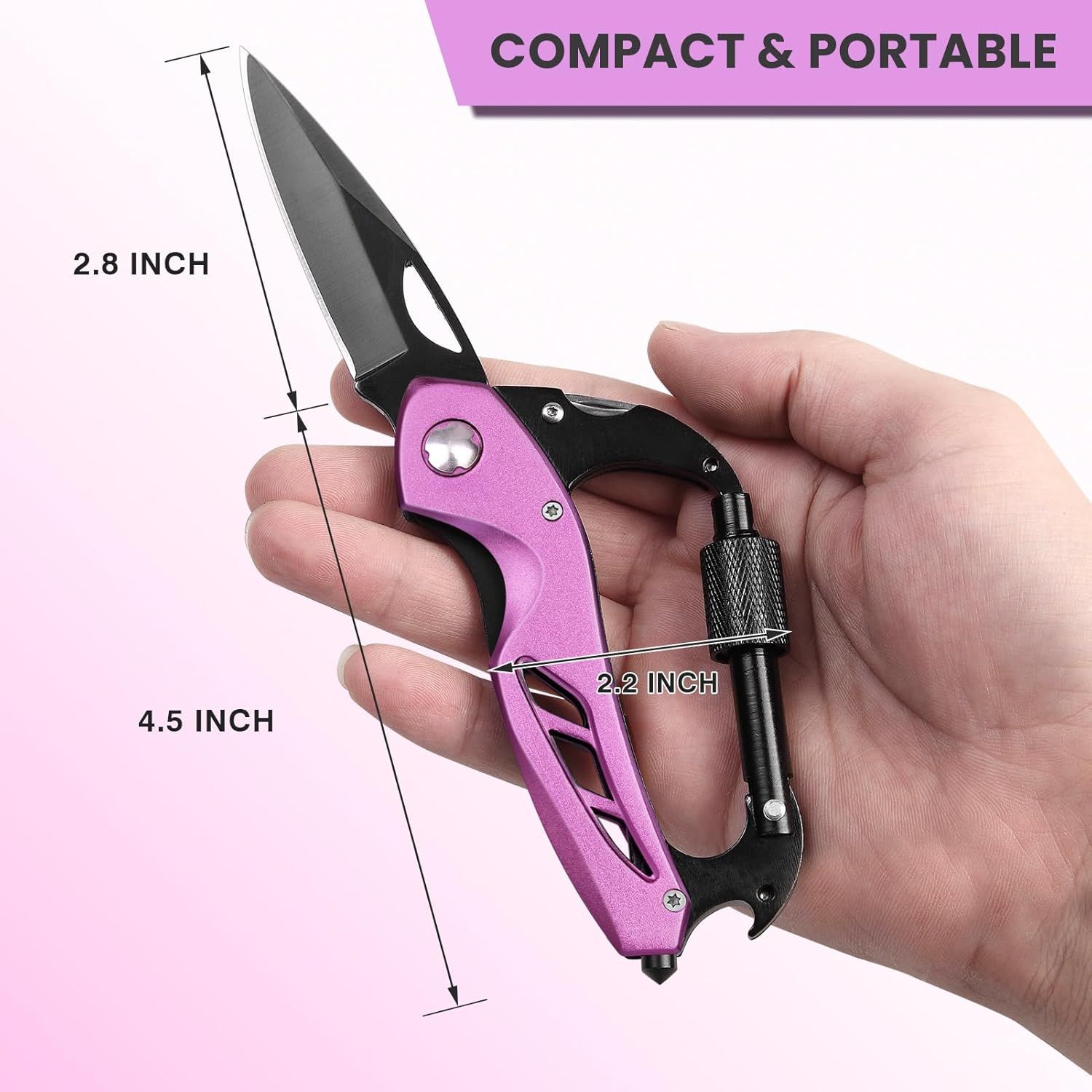 Communicates the exact physical dimensions of the product (2.8 x 4.5 x 2.2 inches) to help shoppers understand its compact, portable size and ease of…