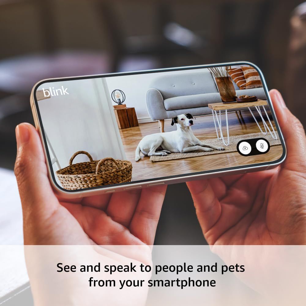 Demonstrates the product's ability to provide real-time video and audio communication with people and pets at home through a smartphone app, emphasizing remote monitoring and interaction capabilities.