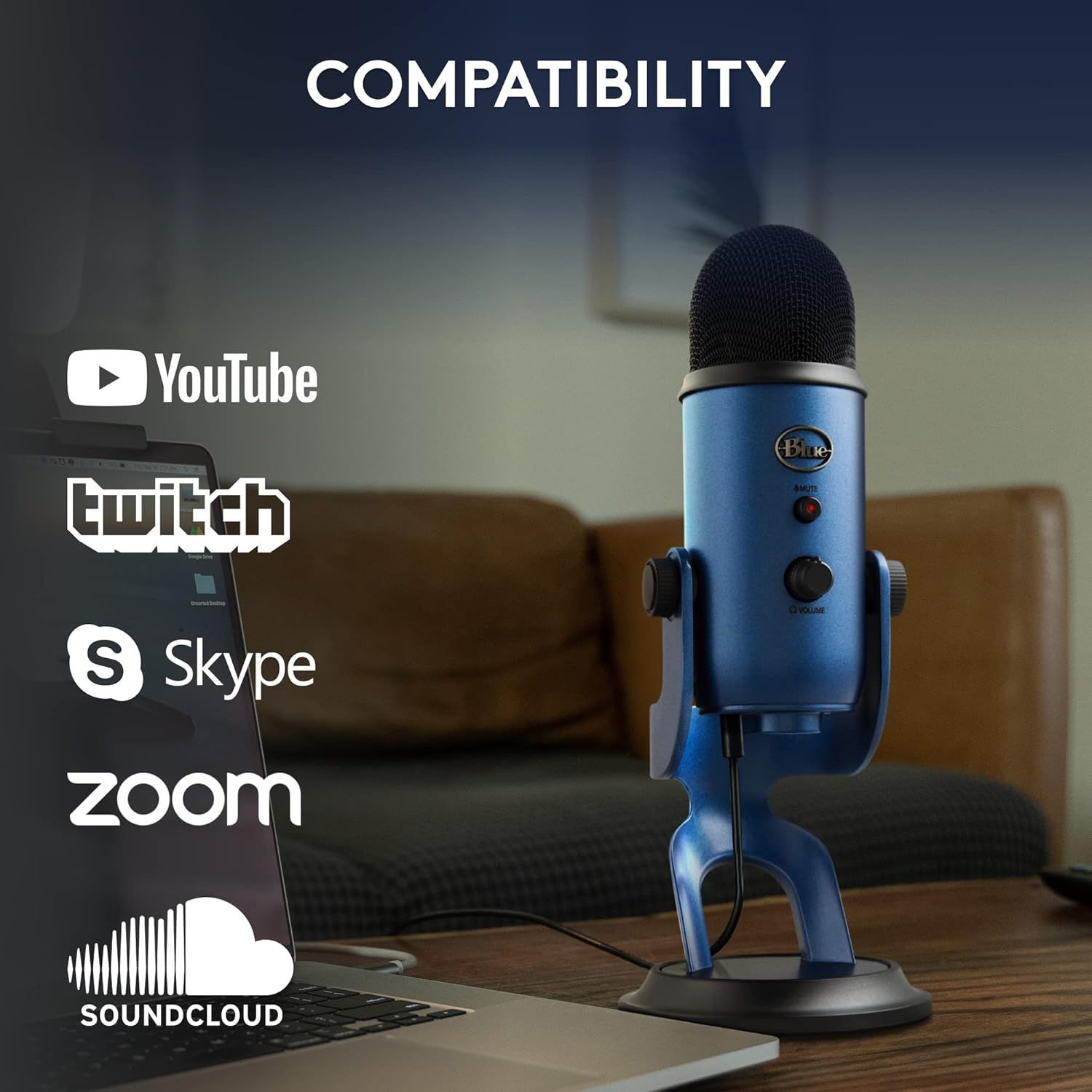 Demonstrates that the microphone is compatible with multiple streaming and communication platforms, reassuring shoppers that it works with their preferred software.