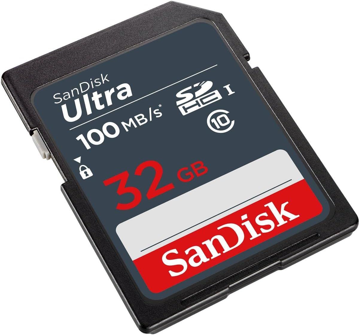 Provides a clean, catalog-style view of the SanDisk SD card on a white background, allowing shoppers to see the product clearly without distractions.
