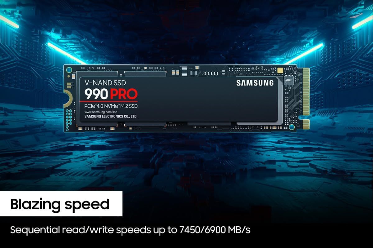 Communicates the high-performance speed capabilities of the SSD (7450/6900 MB/s) to reassure shoppers that this product delivers blazing fast data transfer and storage performance. Highlights the…
