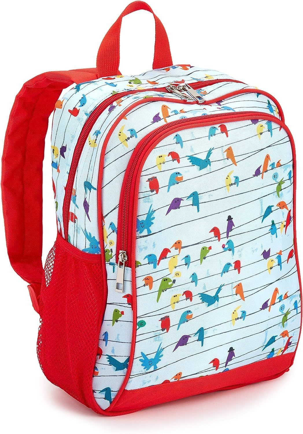 Provides a clean, catalog-style view of the backpack on a white background to show the product design, pattern, and structure without distractions.