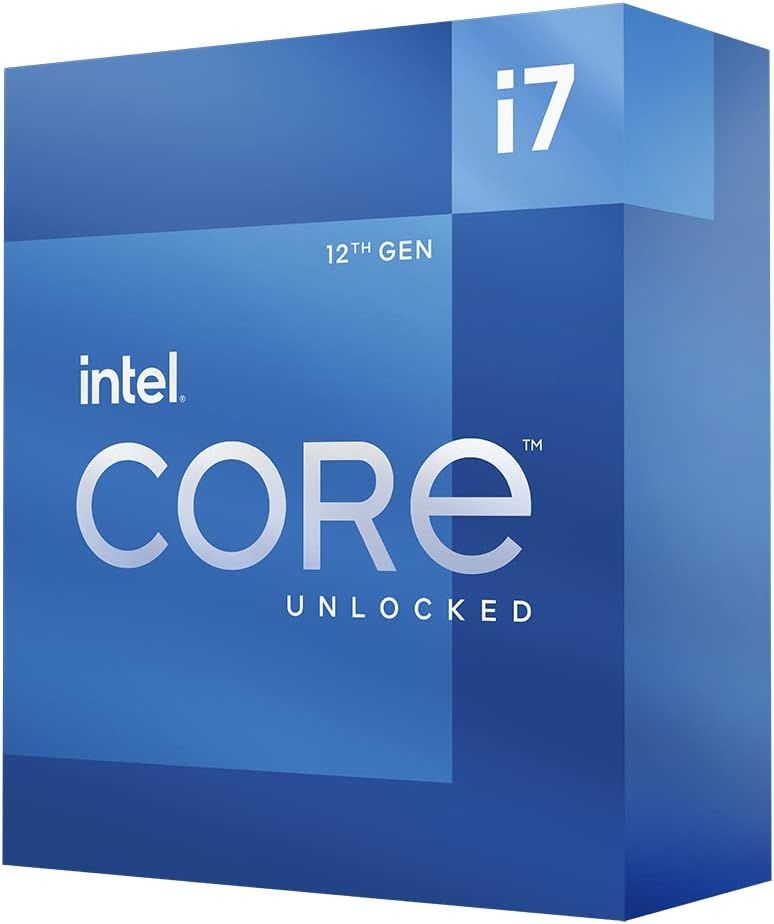 Showcases the Intel brand and specific product line (Core i7 12th Gen Unlocked) to communicate the processor's generation, performance tier, and overclocking capability to tech-savvy shoppers.