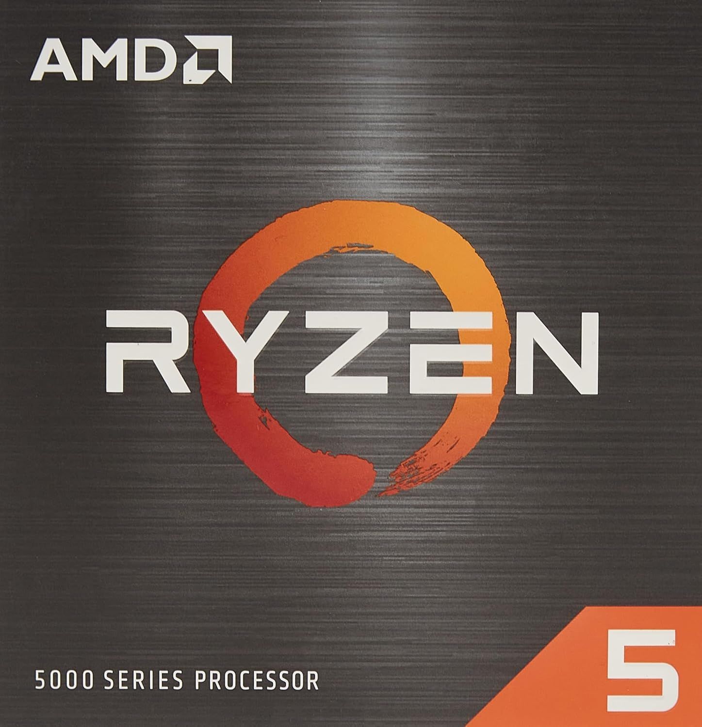 This image showcases the AMD Ryzen brand and specific product line (5000 Series Processor) to establish brand recognition and communicate the processor model to shoppers.