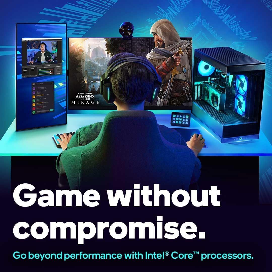 Communicates that Intel Core processors deliver uncompromising gaming performance, reassuring gamers that they can achieve premium gaming experiences without performance trade-offs.
