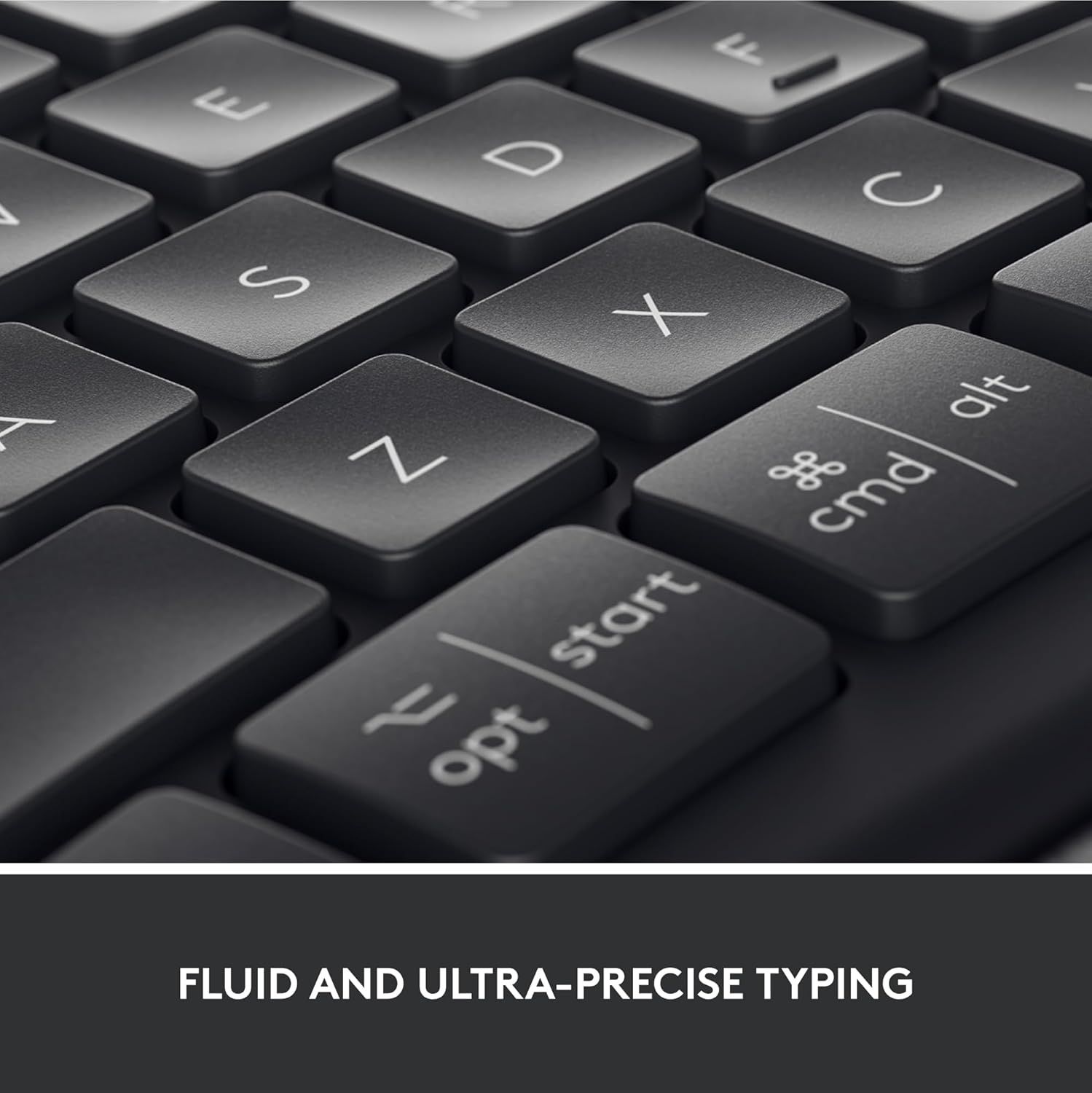 Communicates the keyboard's smooth and accurate typing experience to reassure shoppers of its quality and performance.
