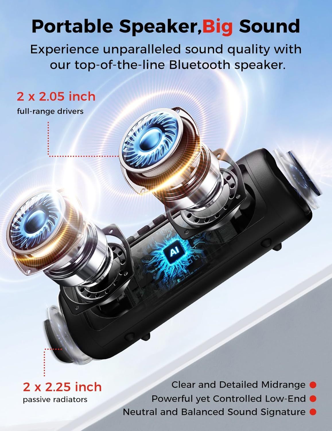 Breaks down the internal speaker components and technology to demonstrate the engineering behind the sound quality and reassure shoppers of the product's premium audio capabilities. Highlights…