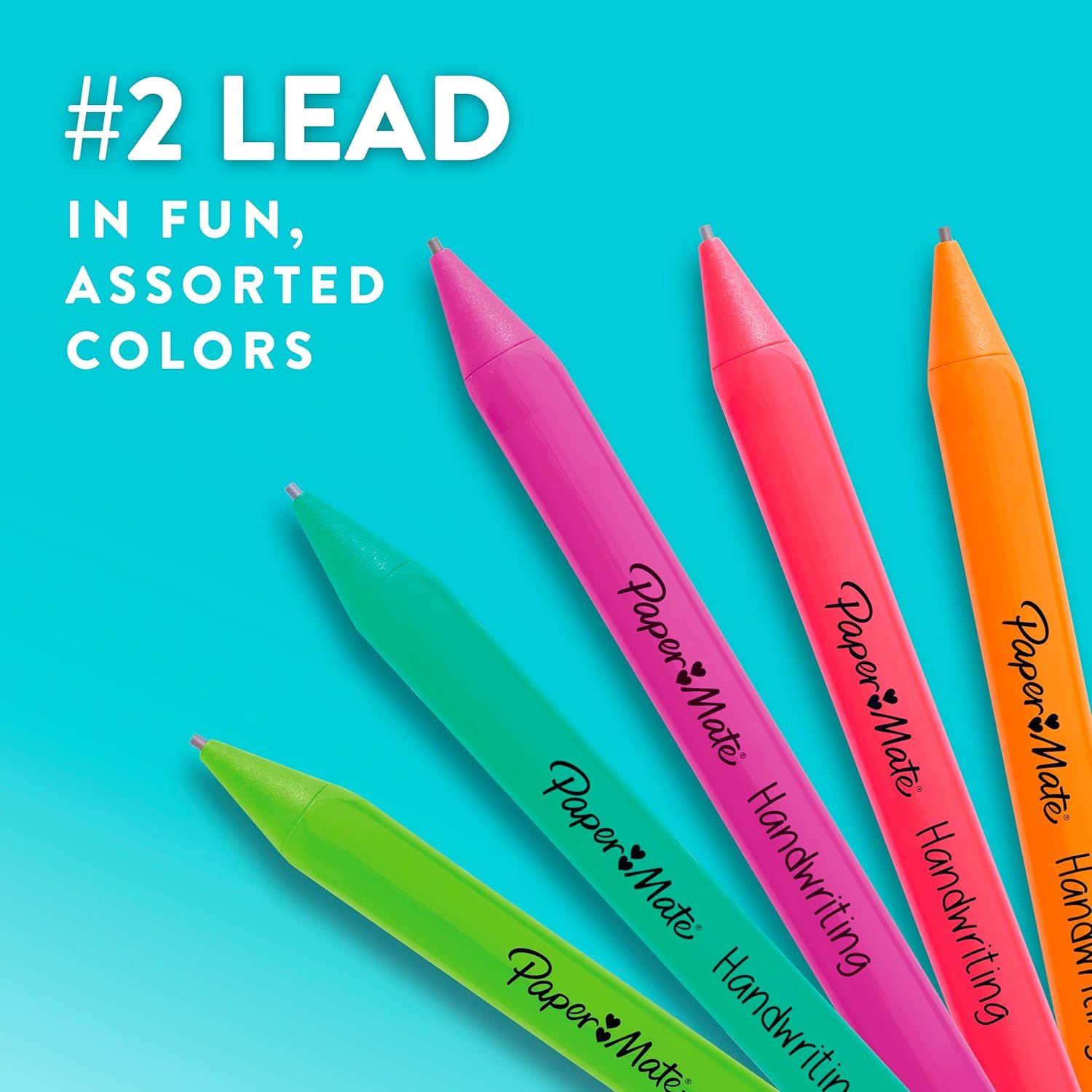 Highlights that the product features #2 lead and comes in fun, assorted colors to appeal to shoppers looking for functional and visually appealing writing…