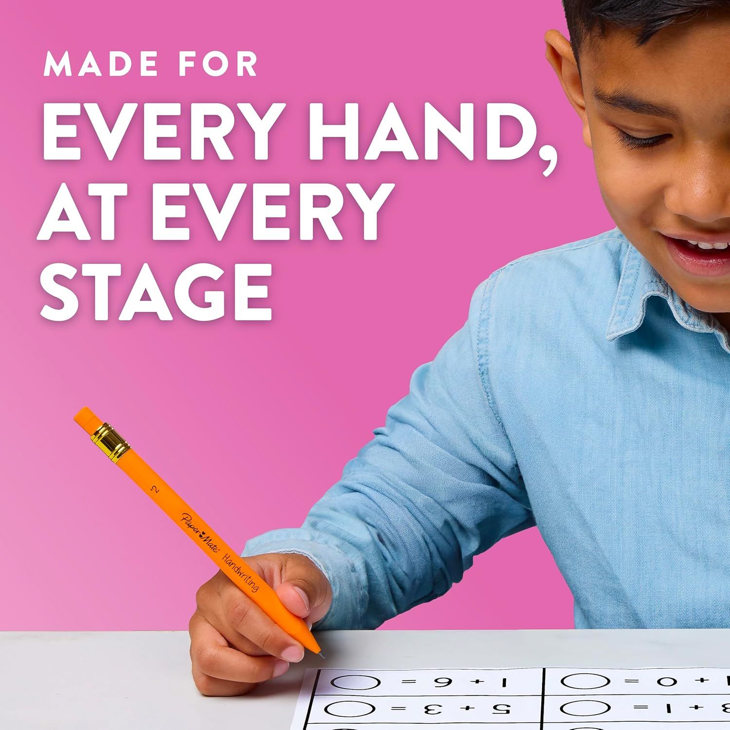 Communicates that the product (pencil) is designed to be suitable for children at every developmental stage, emphasizing inclusivity and age-appropriate…
