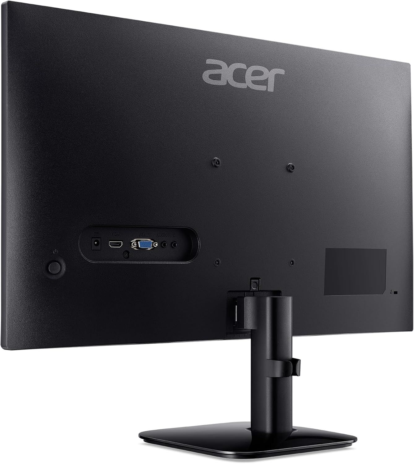 Provides a clean, catalog-style view of the Acer monitor from the rear angle, showing the product design, stand, and connectivity ports without any distractions.