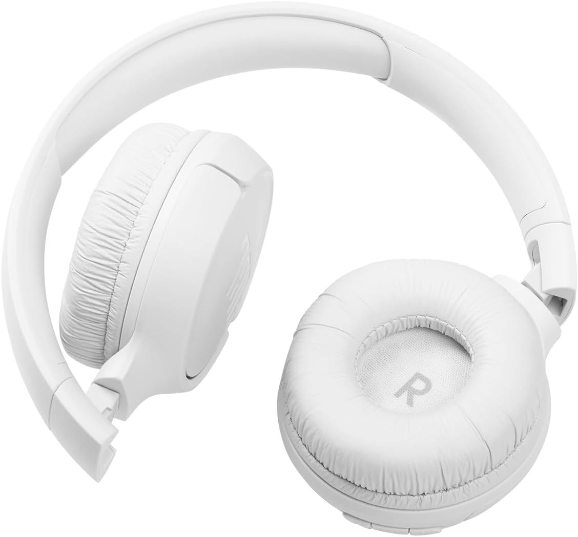 Provides a clean, catalog-style view of the white headphones on a white background with no distractions, allowing shoppers to see the product design and form…