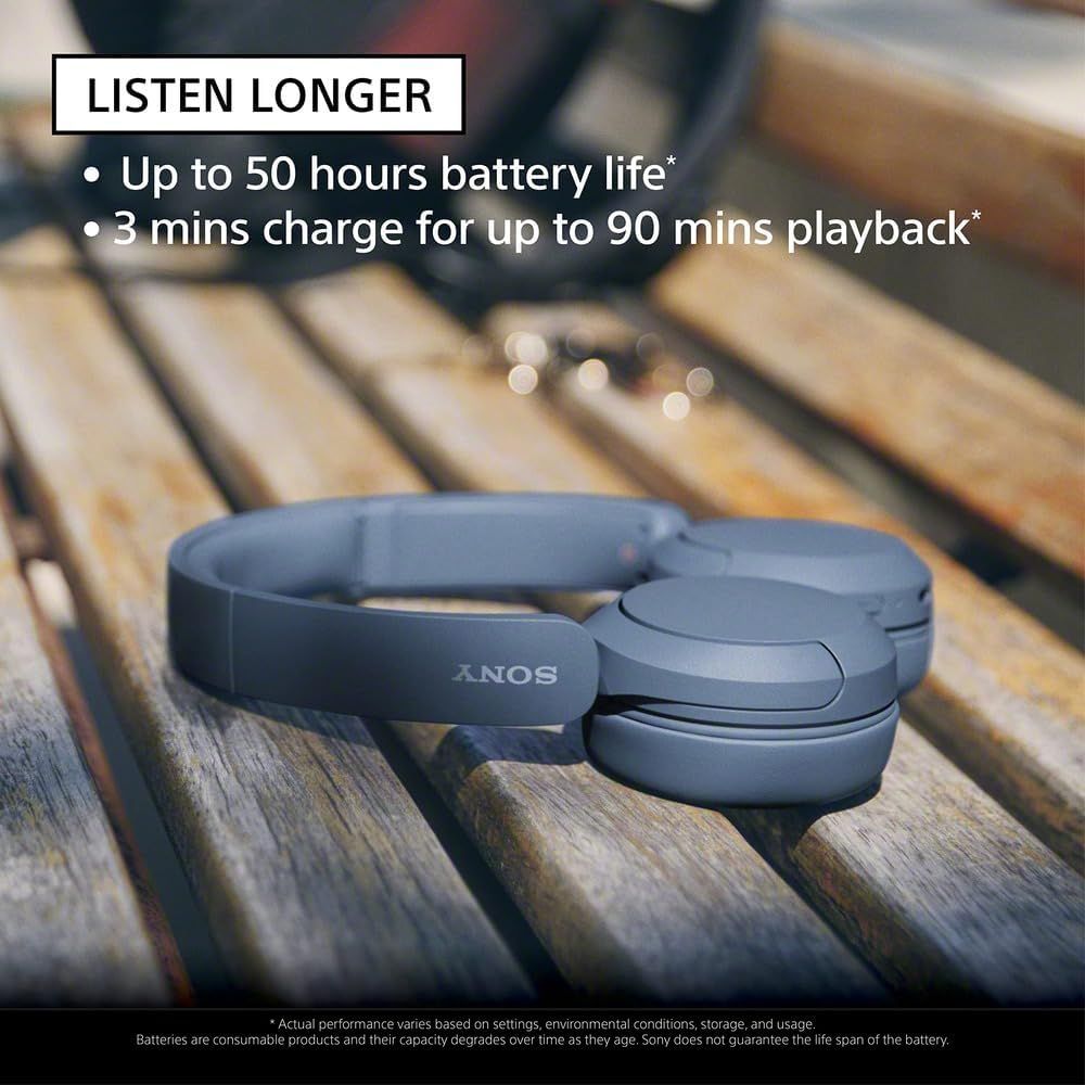 Communicates the product's impressive battery performance metrics to reassure shoppers about long listening time and fast charging capability. Highlights the…