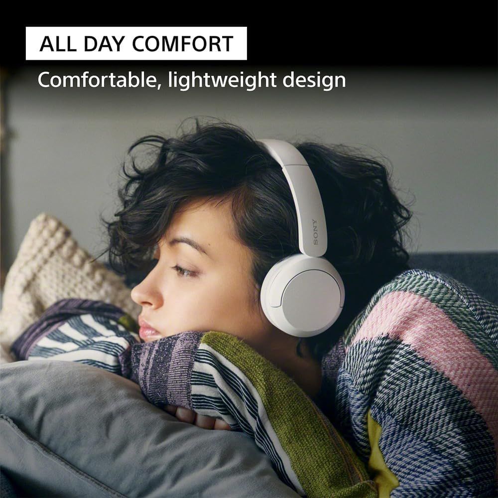 Communicates that the headphones are designed for all-day comfort and lightweight wear, reassuring shoppers they can use them for extended periods without…