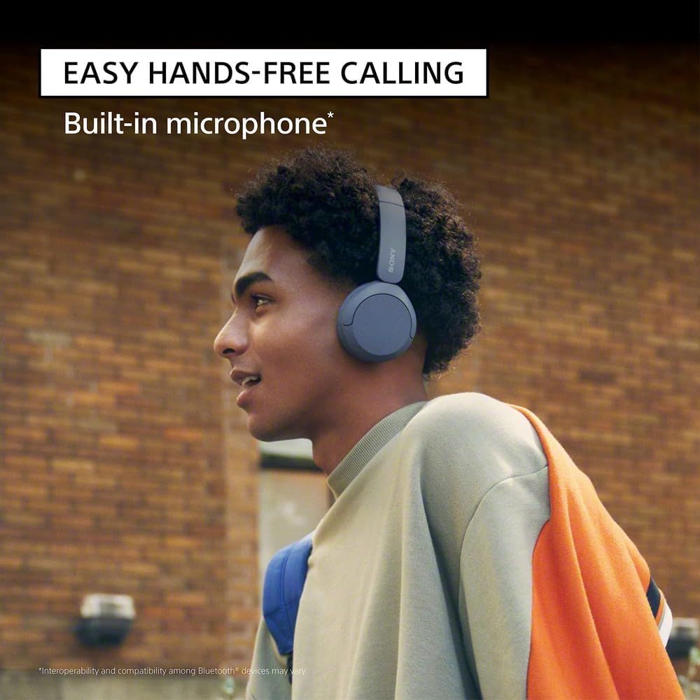 Communicates that the headphones enable convenient hands-free calling through a built-in microphone, appealing to shoppers who need communication…