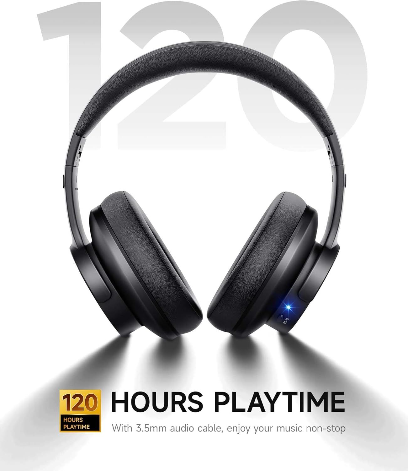 Communicates the exceptional battery performance of the headphones, reassuring shoppers they can enjoy extended listening without frequent recharging.…
