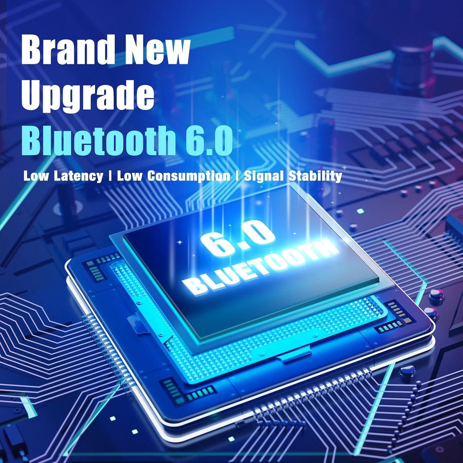 Communicates that the product features upgraded Bluetooth 6.0 technology with low latency, low power consumption, and signal stability to reassure shoppers of…