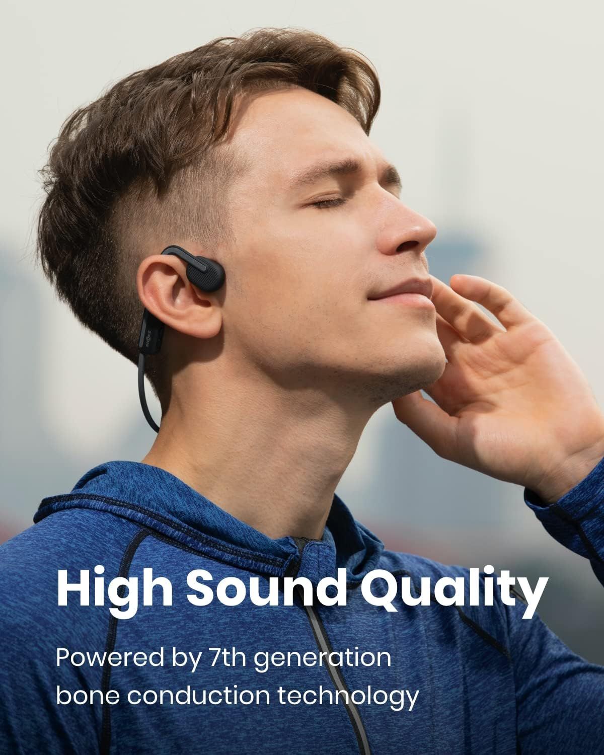 Communicates the product's superior audio performance powered by advanced 7th generation bone conduction technology to reassure shoppers of premium sound quality.