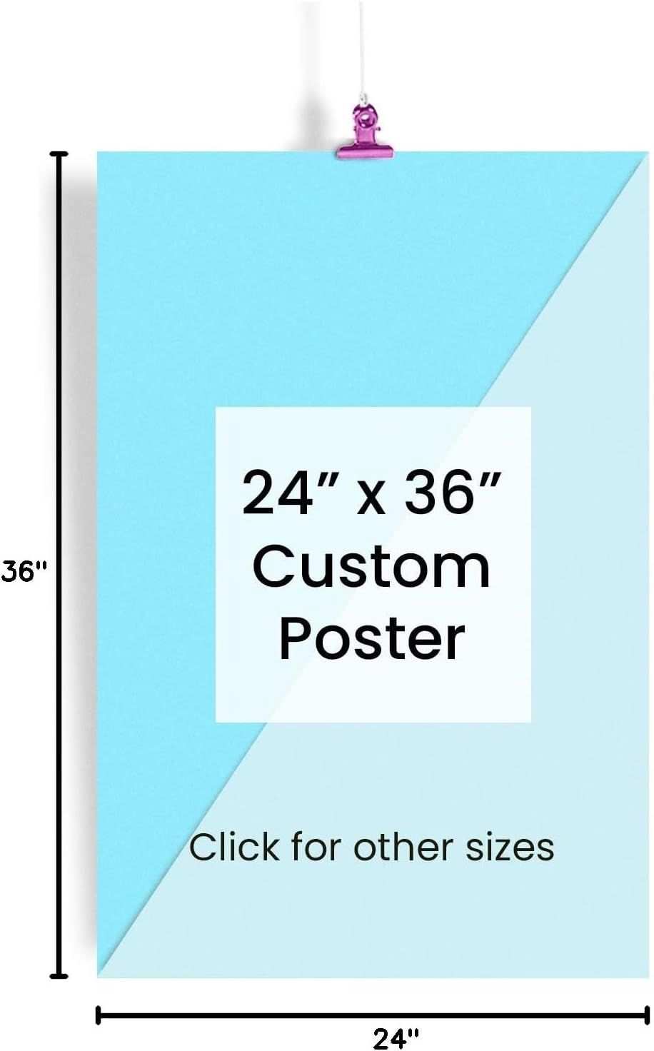 Communicates the exact physical size of the poster (24 inches x 36 inches) with visual dimension arrows to help shoppers understand the product's scale before…