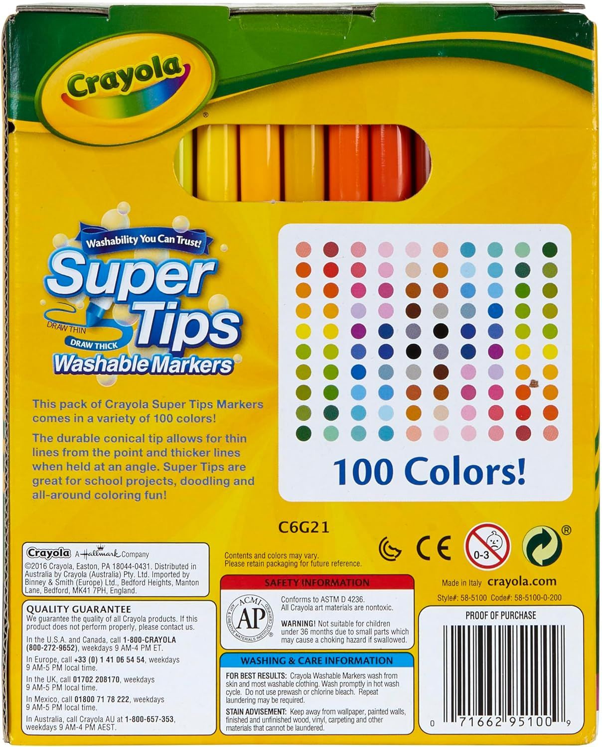 Communicates the extensive variety of colors included in the package to emphasize value and creative possibilities for the shopper.