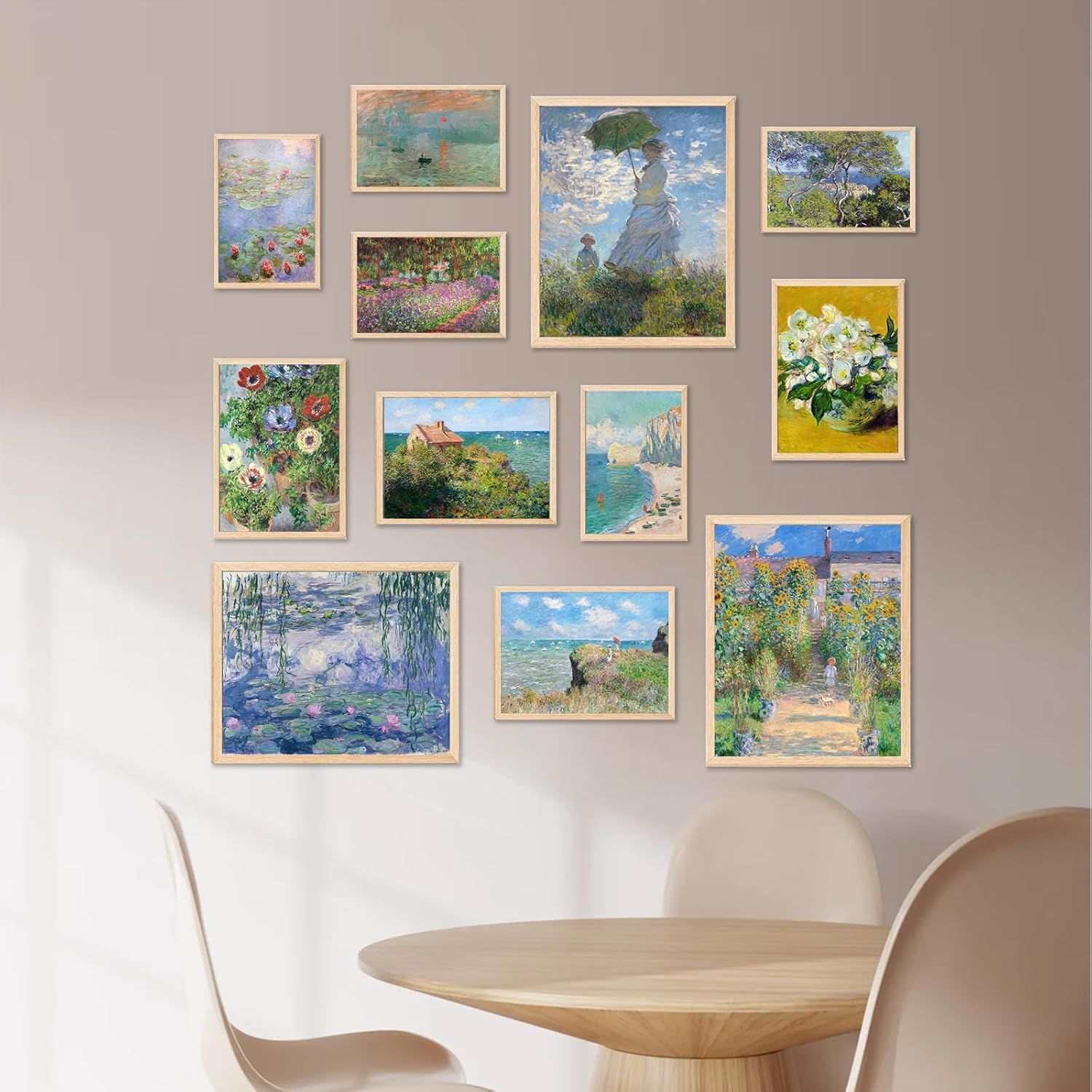 Showcases the variety of art prints included in the product offering, allowing shoppers to see all the design options available in the collection.