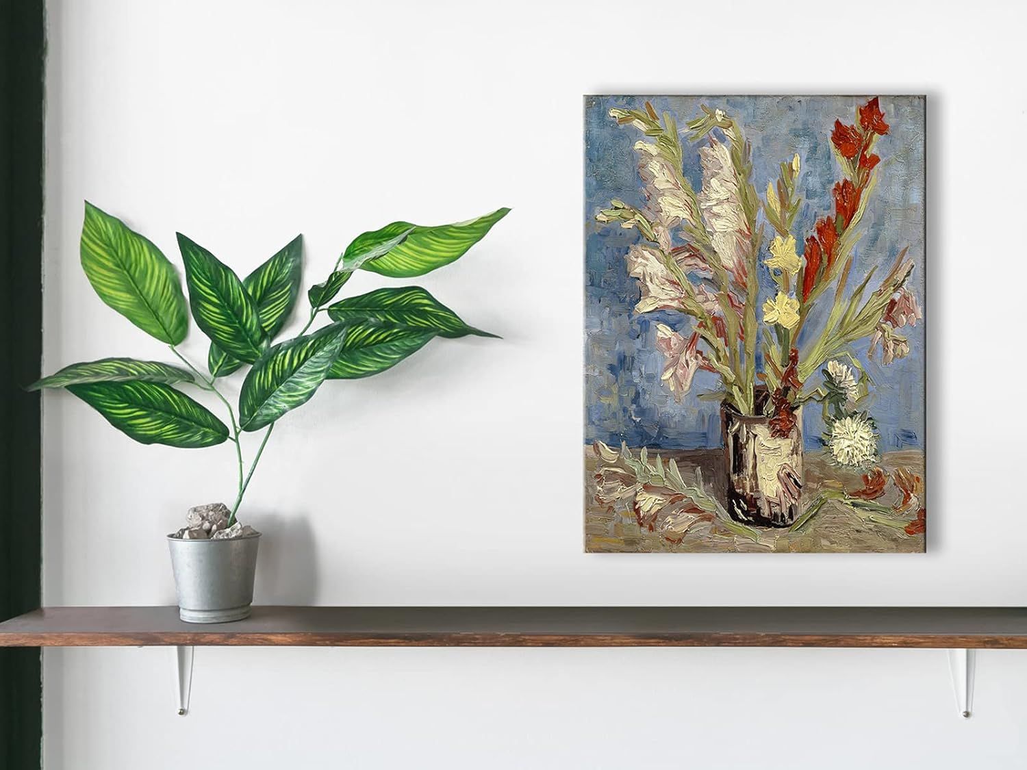 Demonstrates how the artwork looks when displayed in a real home environment to help shoppers visualize the product in their own space.