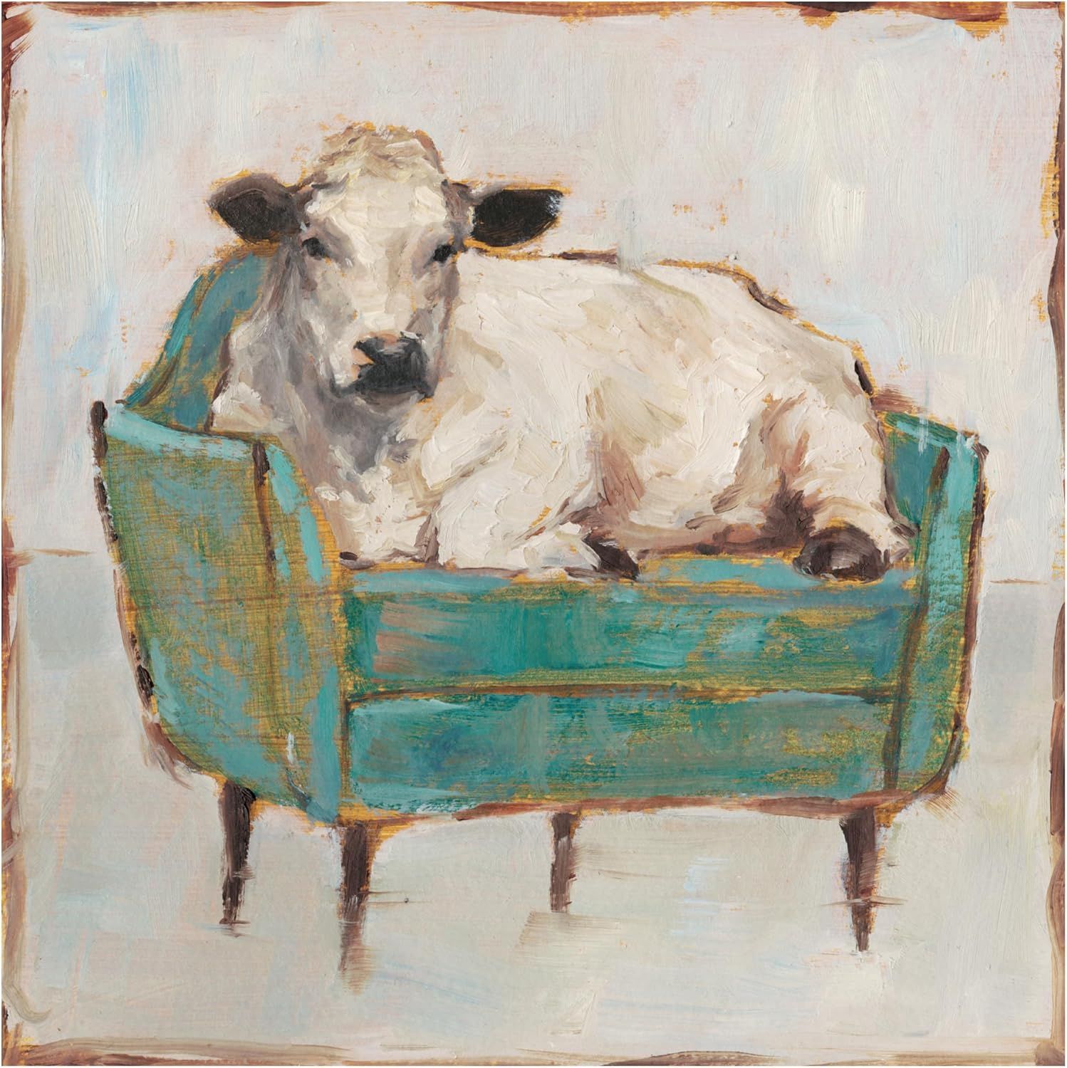 Creates an emotional connection and decorative appeal by showing the product (artwork) in a charming, lifestyle-oriented way without any text or feature…