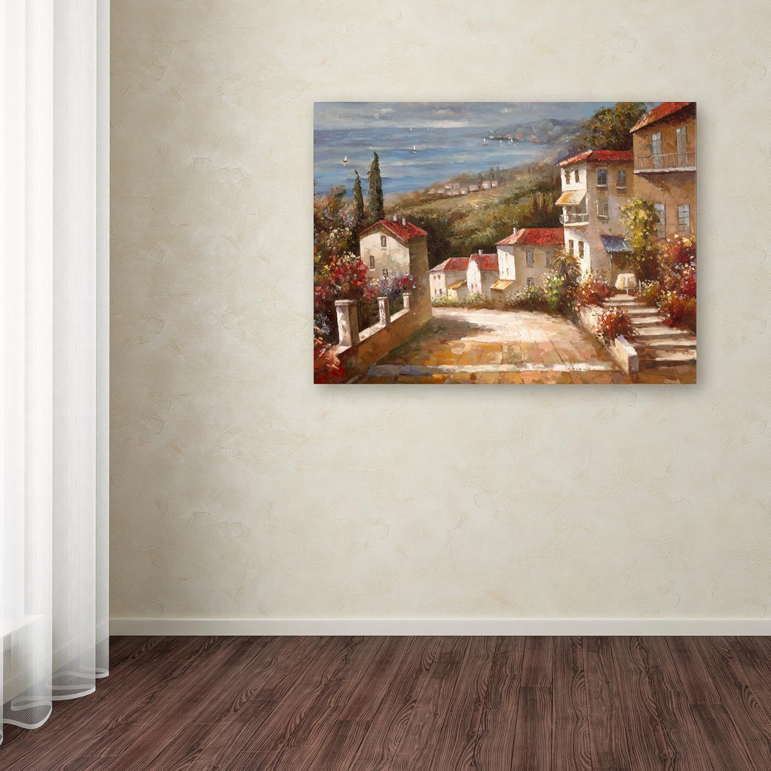 Demonstrates how the canvas art piece looks when displayed in a real home setting, helping shoppers visualize the product in their own space.