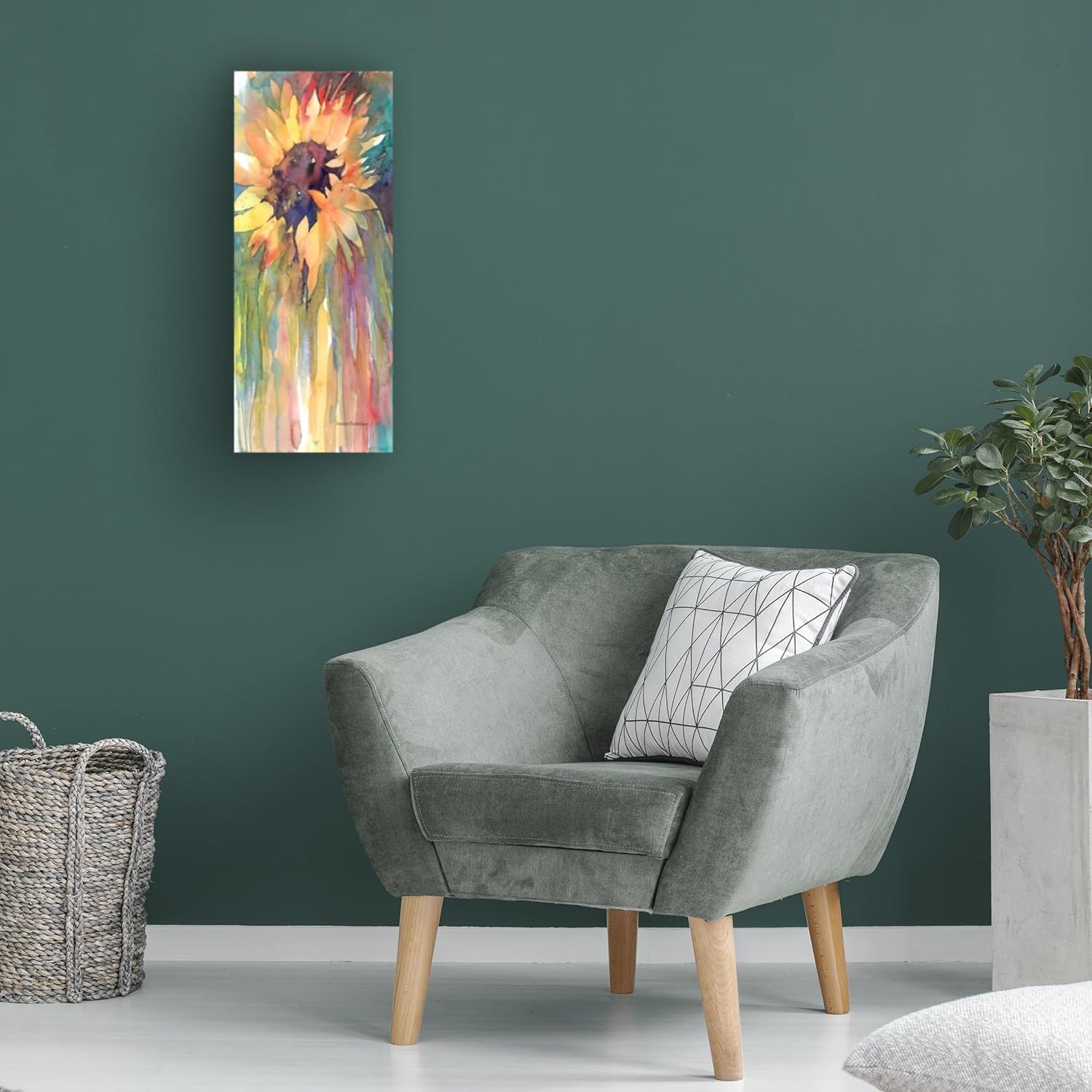 Demonstrates how the artwork looks when displayed in a real home setting to help shoppers visualize the product in their own space.
