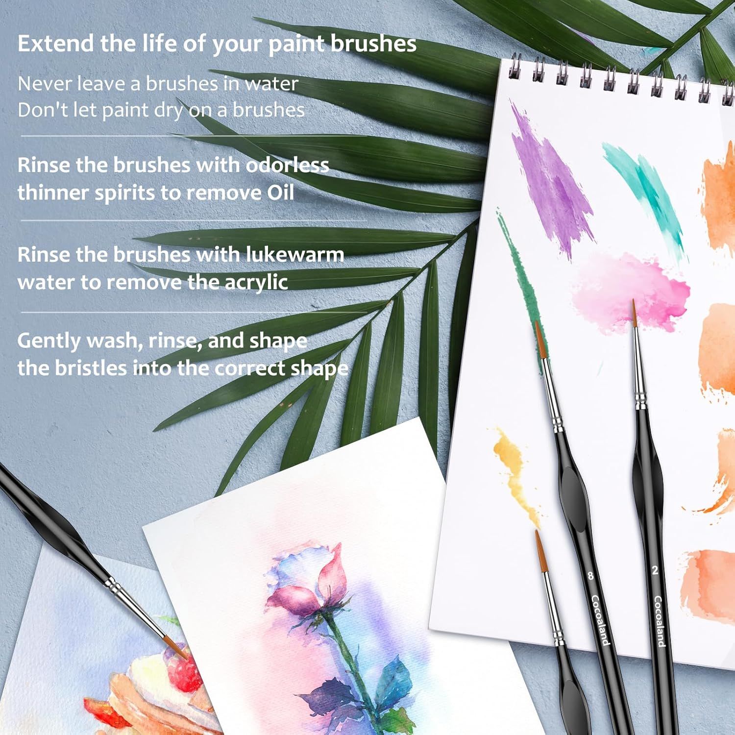 Educates the shopper on proper paint brush care and maintenance through step-by-step instructions to extend brush life and ensure optimal performance.