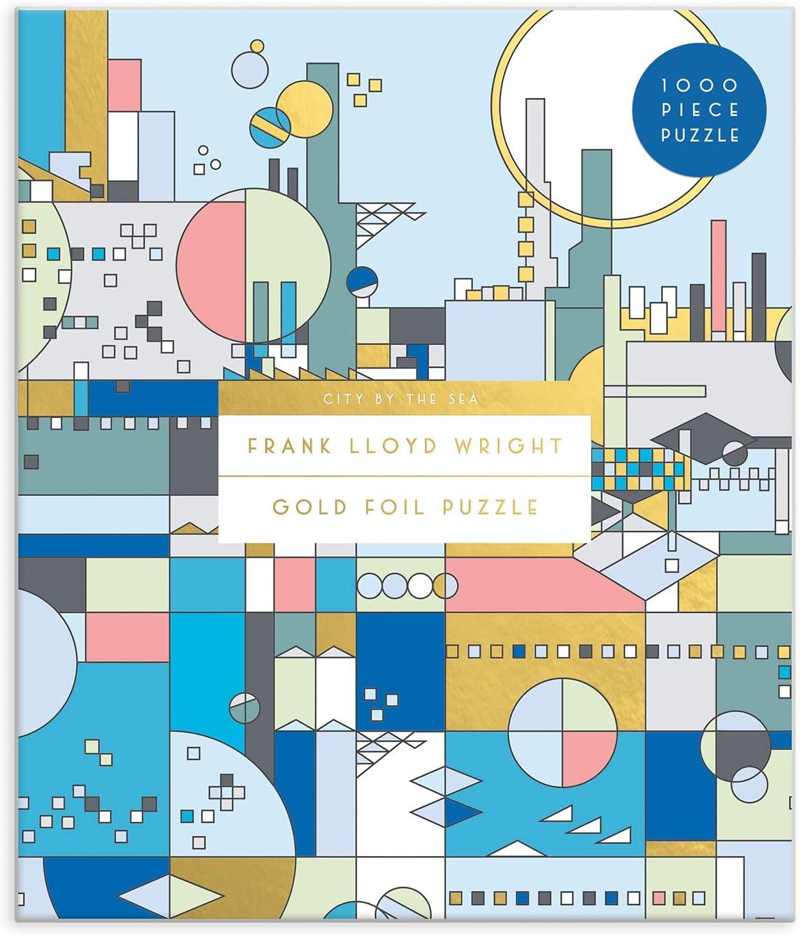 This image showcases the brand identity and product line by prominently featuring the Frank Lloyd Wright brand name, the artistic design theme, and the puzzle format to attract shoppers interested…