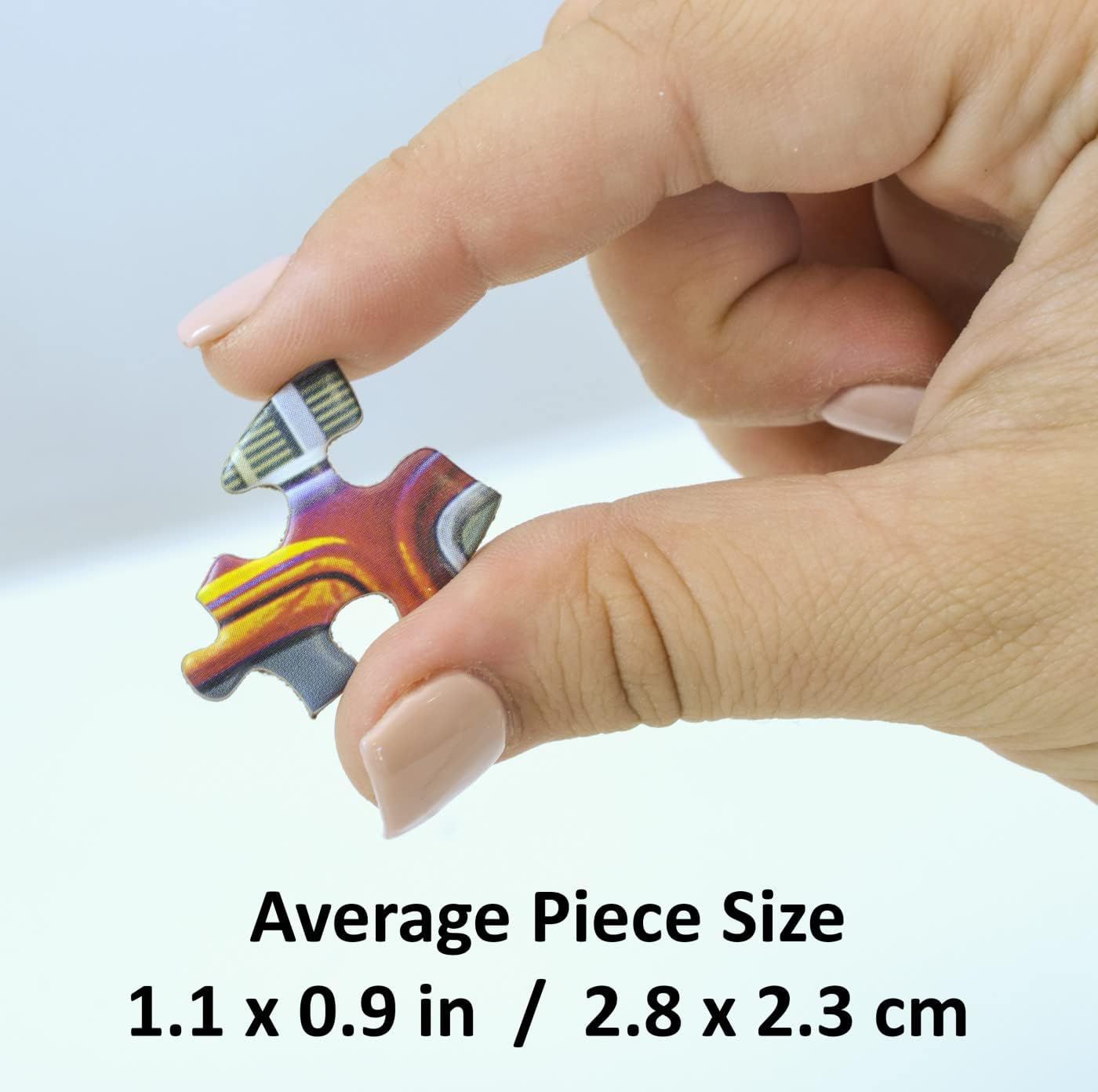 Demonstrates the small, portable size of the product piece by showing it held between fingers with exact dimensional measurements to help shoppers understand scale.