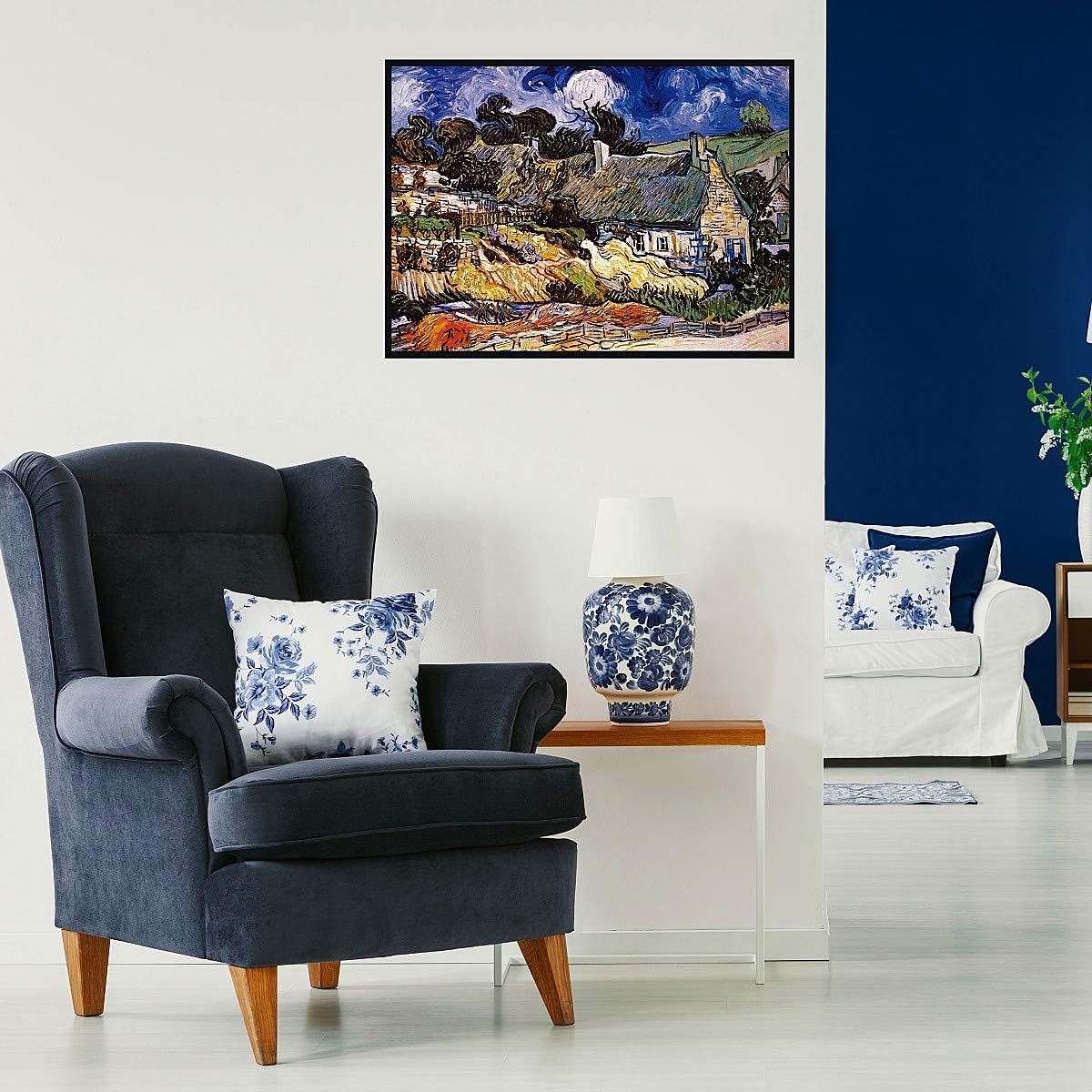 Demonstrates how the art print looks when displayed in a real living space, helping shoppers visualize the product in their own home environment.