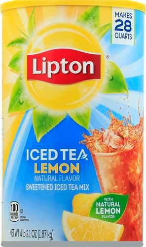 Communicates the high yield and value of the product by prominently displaying the large quantity of iced tea that can be made from this single container.
