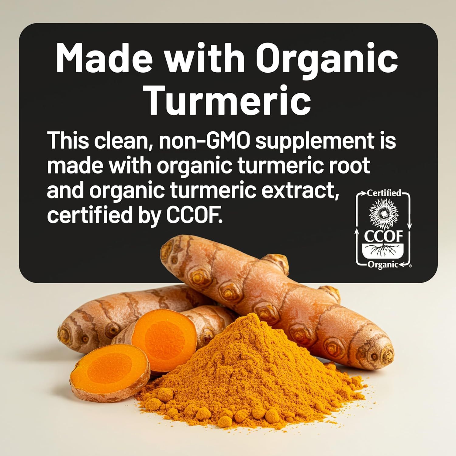 Communicates that the supplement is made with organic, non-GMO ingredients and is certified by CCOF, reassuring shoppers about product quality and environmental responsibility. Highlights the…
